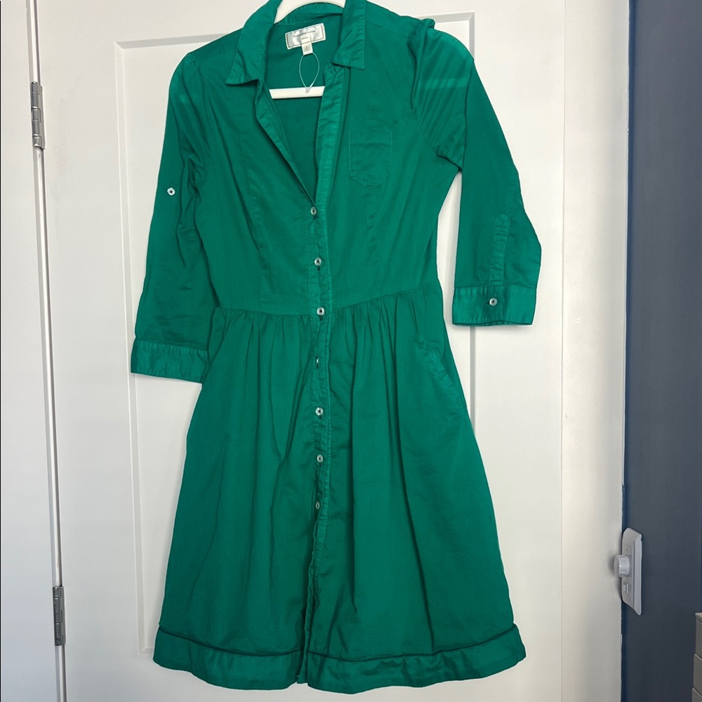 Anthropologie green shirt dress size 2